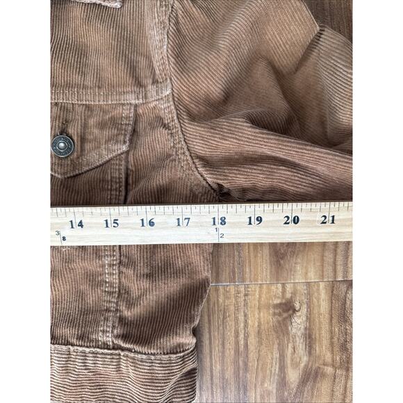 Pacsun Flannel Lined Corduroy Trucker Jacket Crop Women’s XS/S‎ Orange Brown - Picture 4 of 7